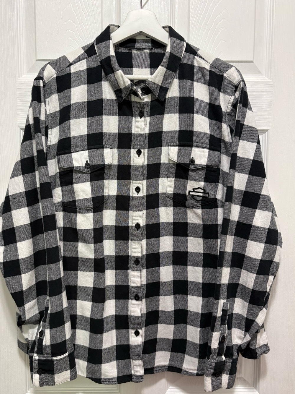 Harley-Davidson Buffalo Plaid Flannel Shirt Women’s Embroidered Logo 1X Biker